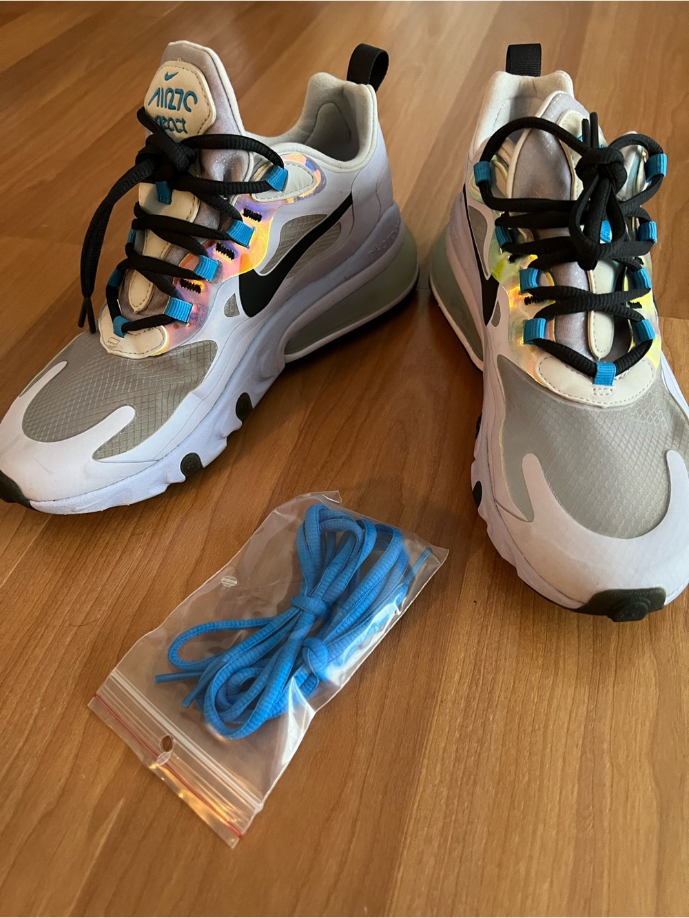 Nike White Black Teal Accent Sneakers
